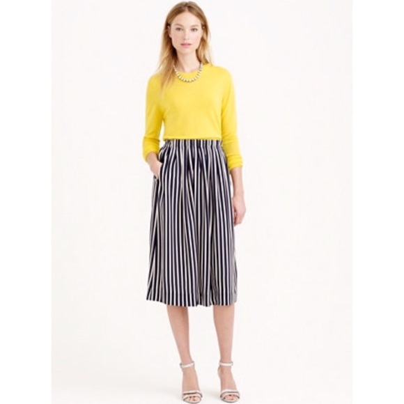 J. Crew Dresses & Skirts - J. Crew Navy & White Striped Pleated Skirt